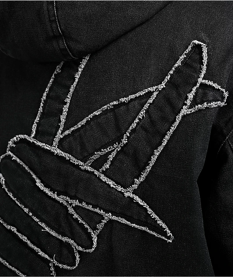 Broken Promises Barbed Black Wash Hooded Denim Jacket