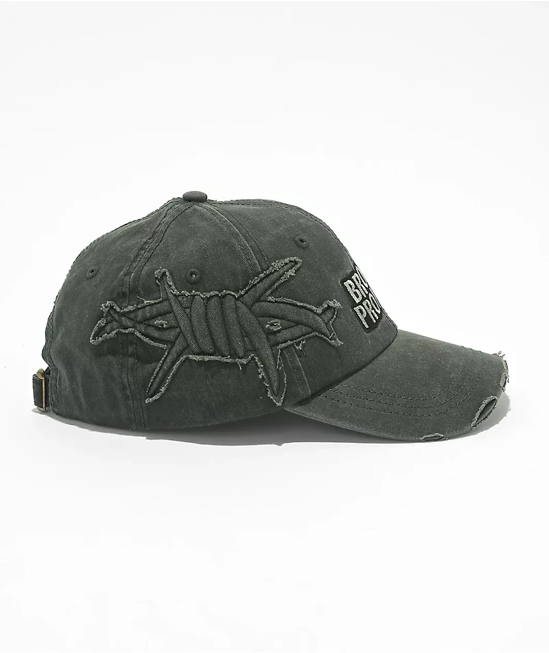 Broken Promises Barbed Dad Black Wash Strapback Hat