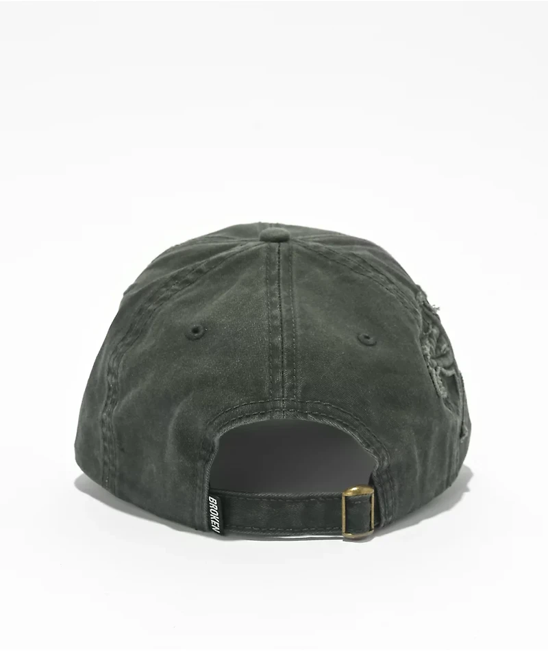 Broken Promises Barbed Dad Black Wash Strapback Hat