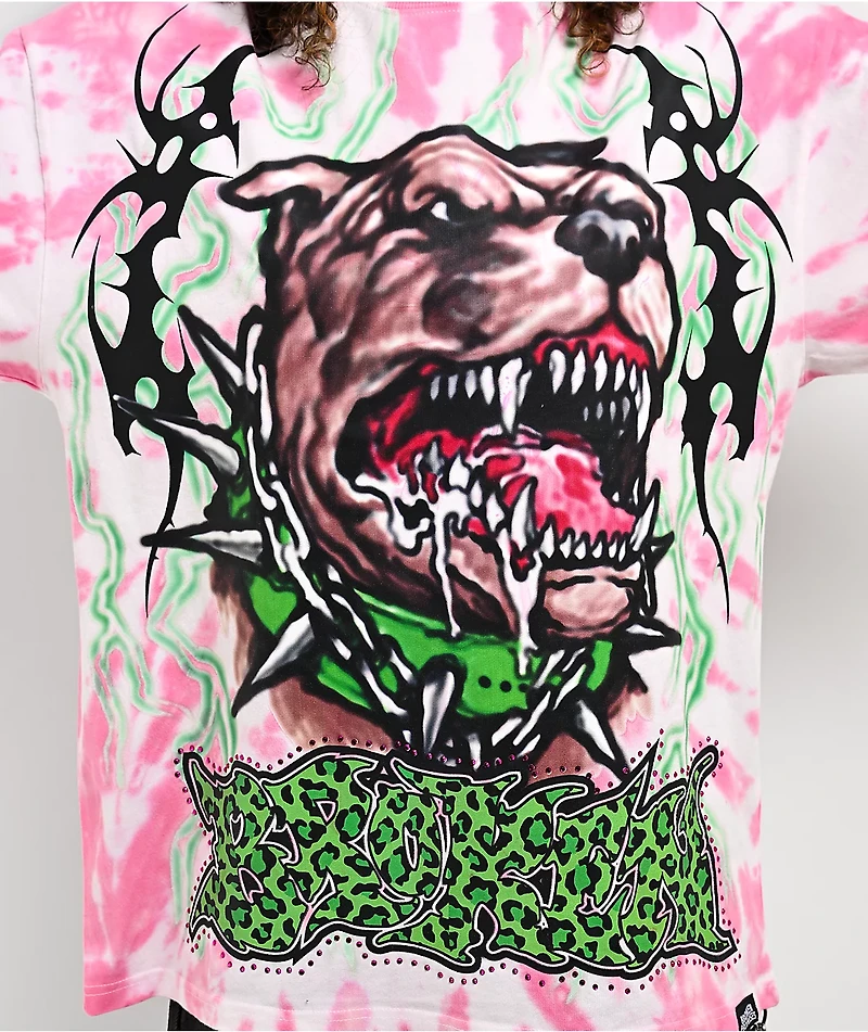Broken Promises Barking Dead Pink Oversized Tie Dye T-Shirt