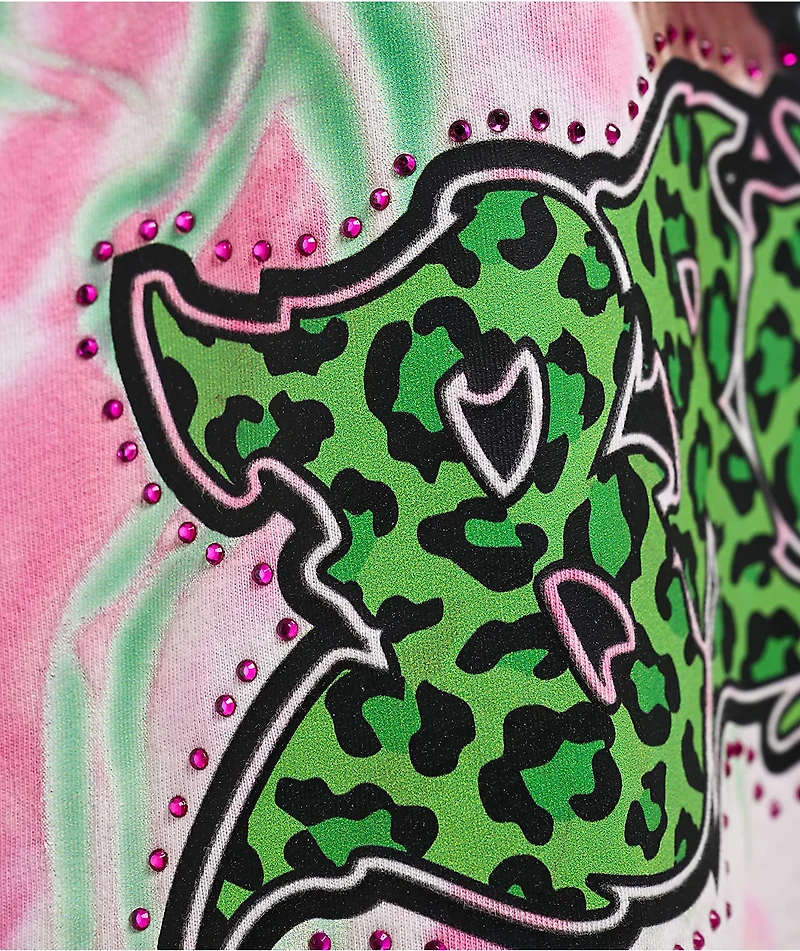 Broken Promises Barking Dead Pink Oversized Tie Dye T-Shirt
