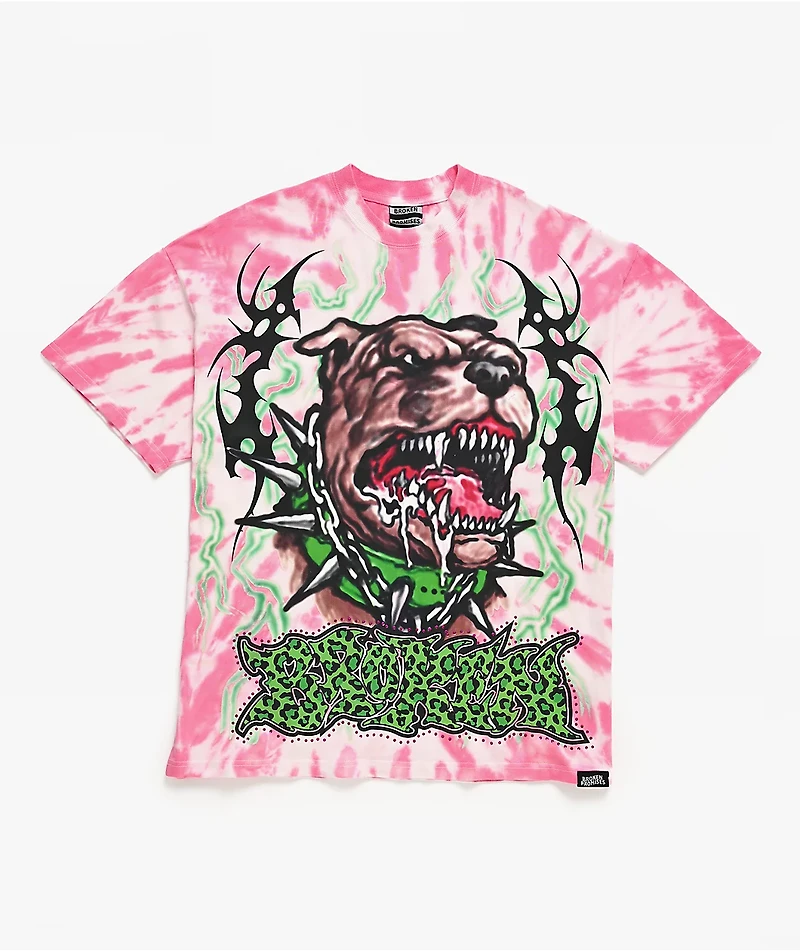 Broken Promises Barking Dead Pink Oversized Tie Dye T-Shirt