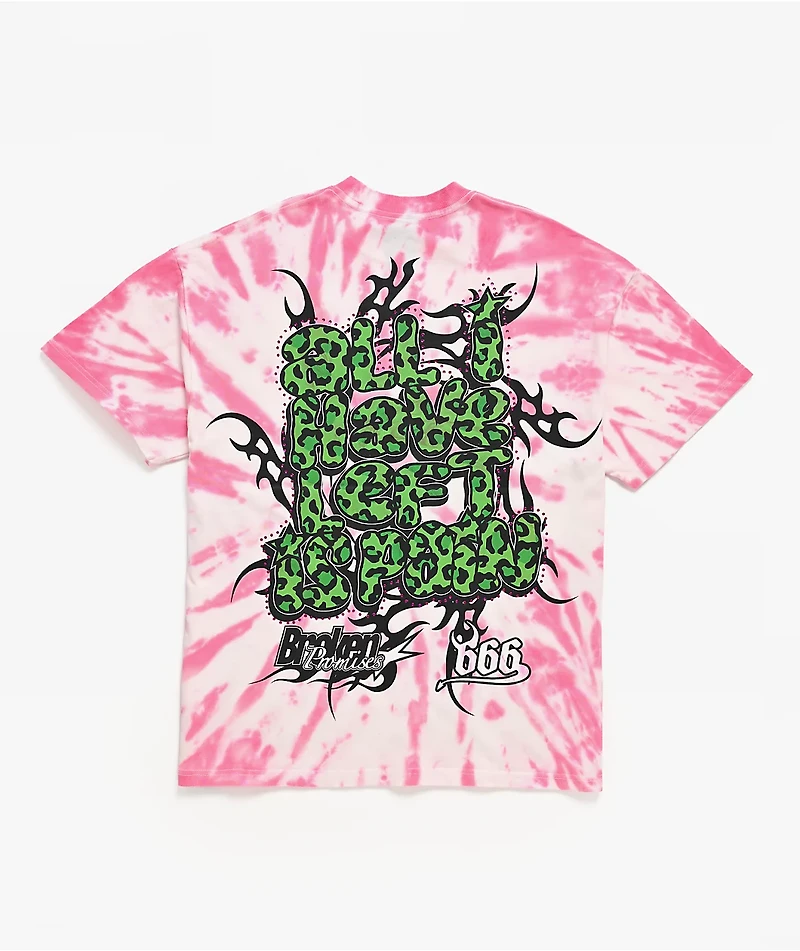 Broken Promises Barking Dead Pink Oversized Tie Dye T-Shirt