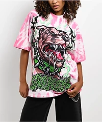 Broken Promises Barking Dead Pink Oversized Tie Dye T-Shirt
