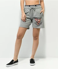 Broken Promises Batwing Grey Banded Sweat Shorts