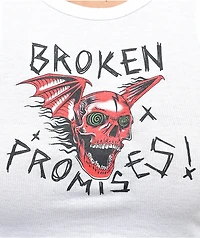 Broken Promises Batwing White Crop Tank Top