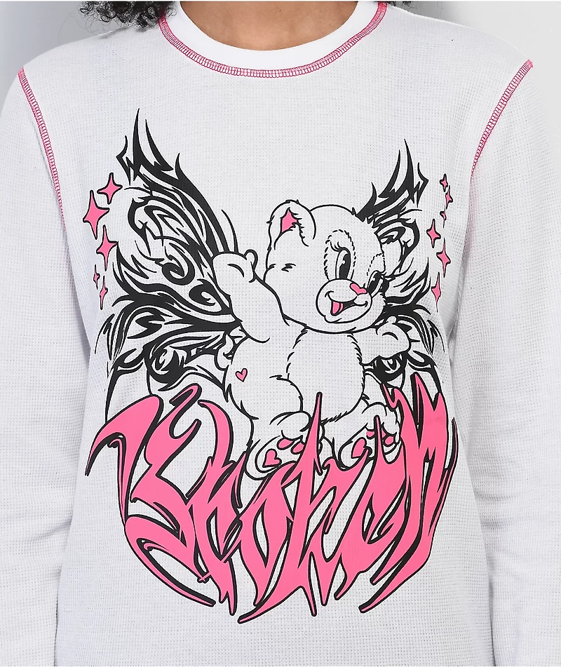 Broken Promises Bear Hug White Long Sleeve T-Shirt