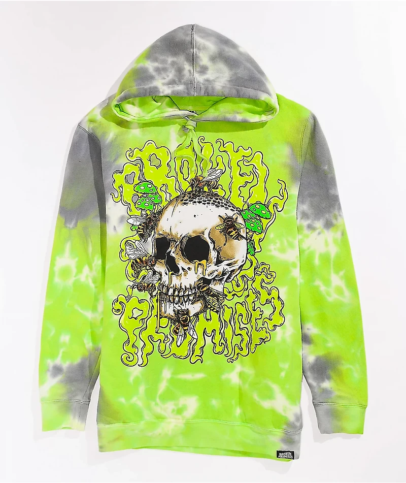 Broken Promises Beehive Green Dye Hoodie