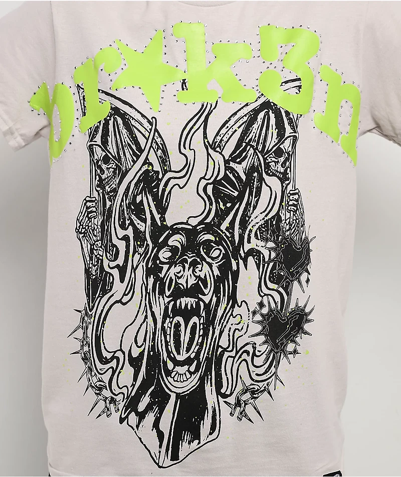 Broken Promises Beware Rhinestone Grey T-Shirt