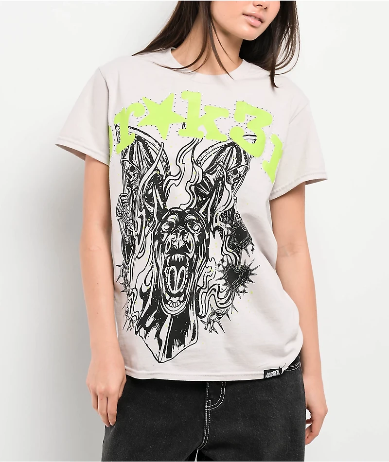 Broken Promises Beware Rhinestone Grey T-Shirt