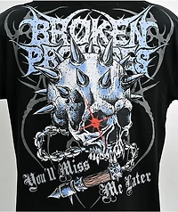 Broken Promises Bludgeon Rhinestone Black Wash T-Shirt