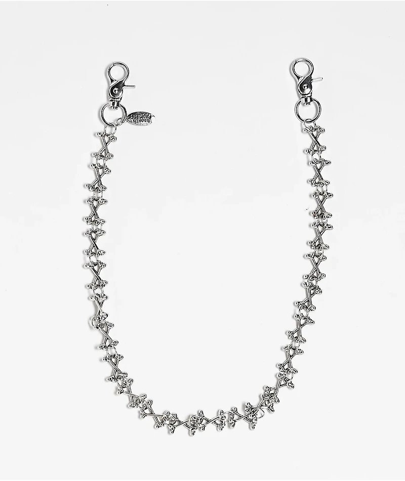 Broken Promises Bones Silver Pocket Chain