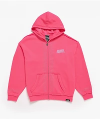 Broken Promises Bougie Rhinestone Pink Zip Hoodie