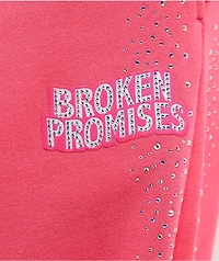 Broken Promises Bougie Rhinestoned Pink Baggy Sweatpants