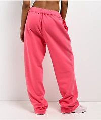 Broken Promises Bougie Rhinestoned Pink Baggy Sweatpants