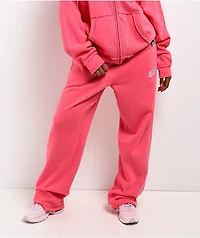 Broken Promises Bougie Rhinestoned Pink Baggy Sweatpants