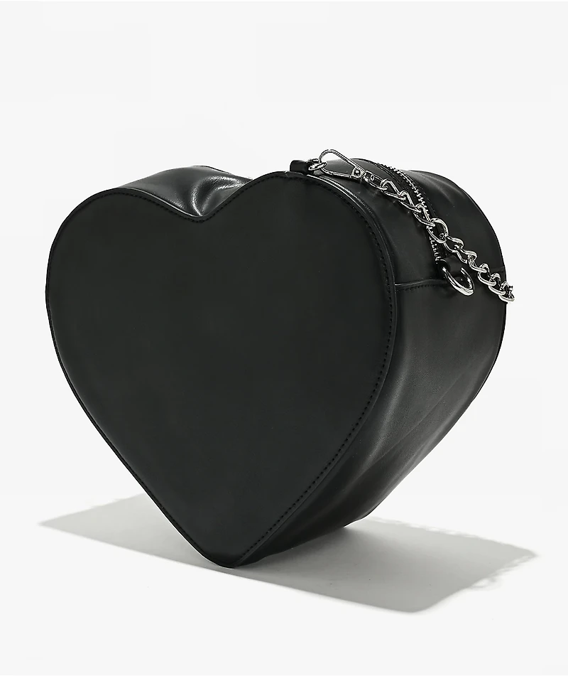 Broken Promises Breaking Heart Black Shoulder Bag