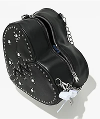 Broken Promises Breaking Heart Black Shoulder Bag