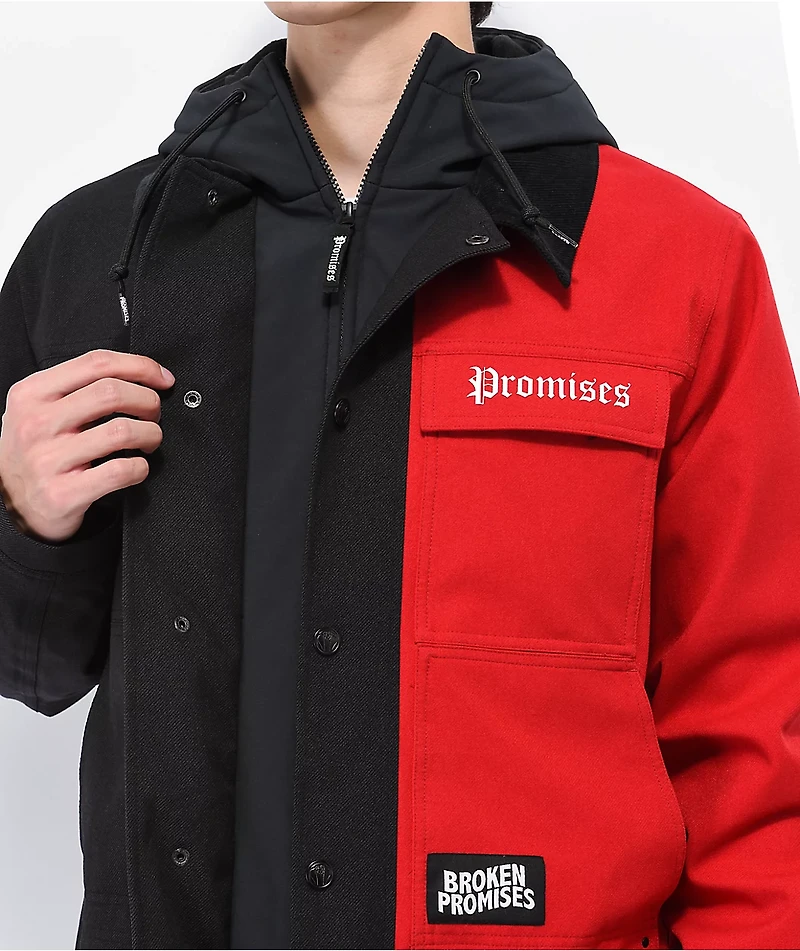 Broken Promises Bred Black & Red 10K Snowboard Jacket