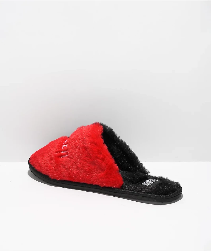 Broken Promises Bred Split Red & Black Slippers