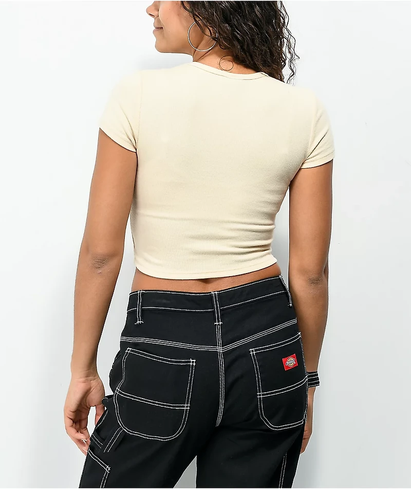 Broken Promises Catch Feelings Cream Crop T-Shirt