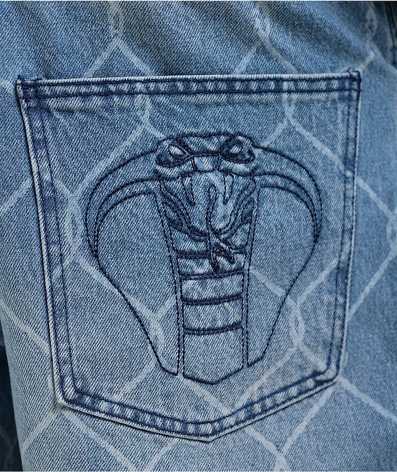 Broken Promises Chain Link Blue Wash Denim Jeans