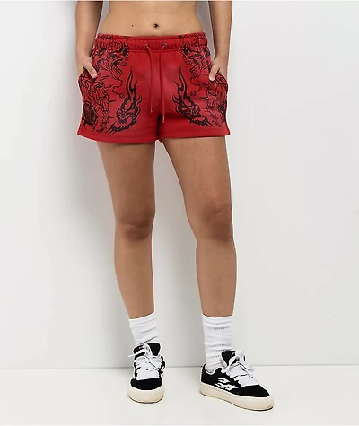 Broken Promises Chaotic Harmony Red Sweat Shorts