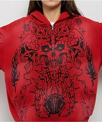 Broken Promises Chaotic Harmony Red Zip Hoodie