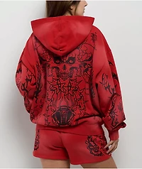 Broken Promises Chaotic Harmony Red Zip Hoodie