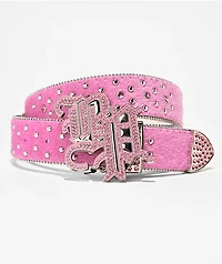 Broken Promises Charmed Studded Pink Pony Hair Belt