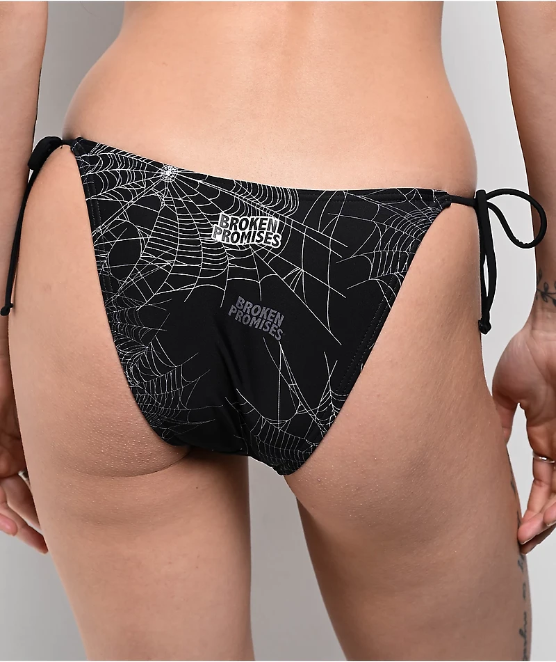 Broken Promises Chrome Web Black High Leg Bikini Bottom