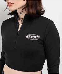 Broken Promises Chuck Black Half Zip Crop Top