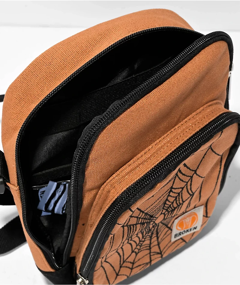 Broken Promises Cobweb Tan Crossbody Bag