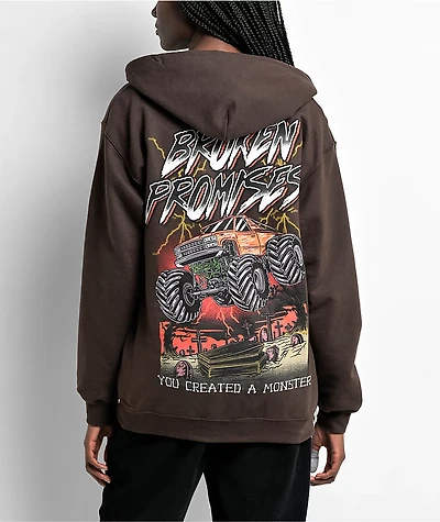 Broken Promises Coffin Jumper Brown Zip Hoodie