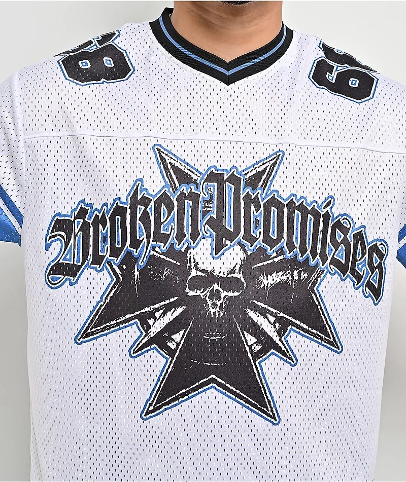 Broken Promises Compass White Crop Football Jersey