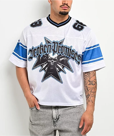 Broken Promises Compass White Crop Football Jersey