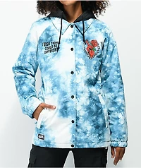 Broken Promises Could Be Different White & Teal Tie Dye Snowboard Jacket