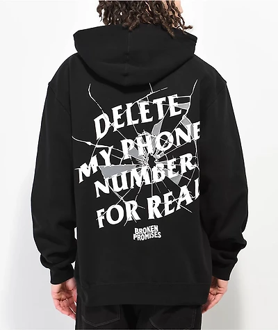 Broken Promises Cracked Screen Black Hoodie