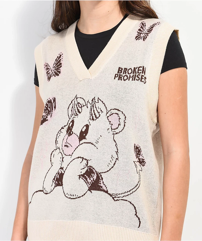 Broken Promises Cry Later Cream Sweater Vest