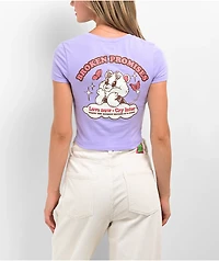 Broken Promises Cry Later Purple Crop T-Shirt