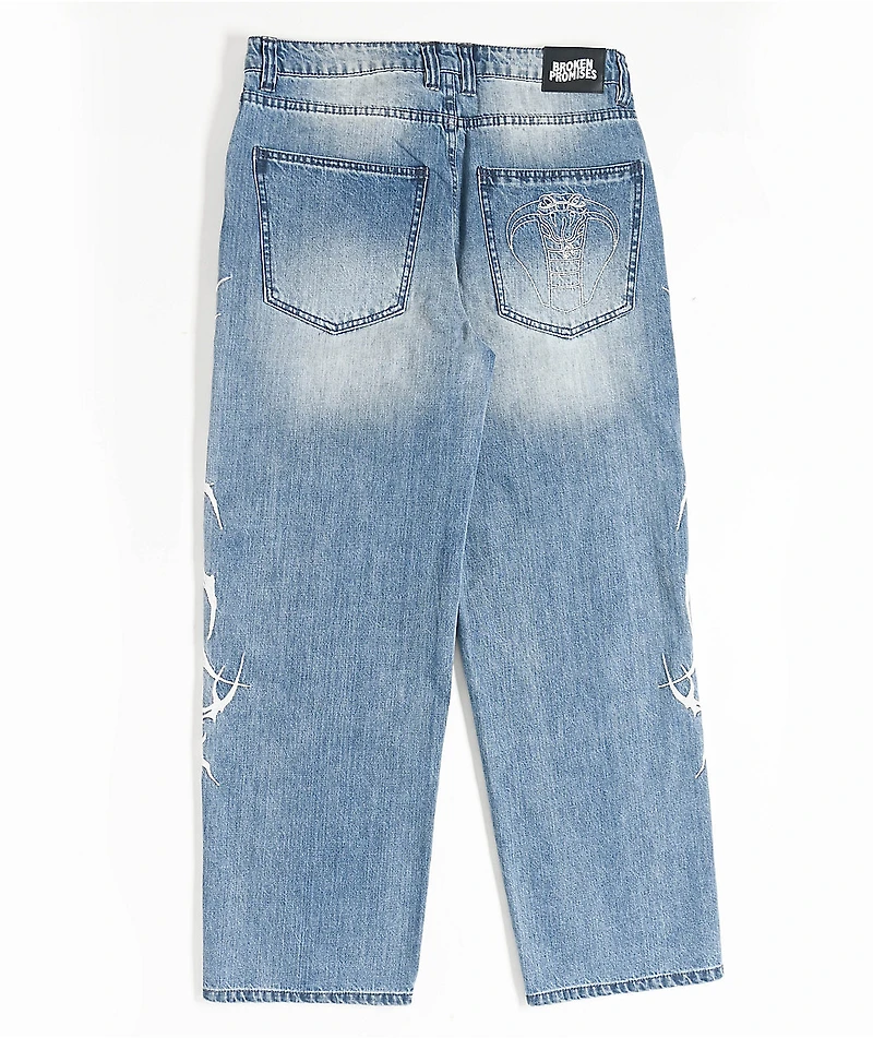Broken Promises CyberSig Blue Wash Baggy Jeans