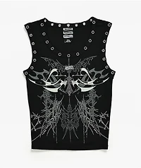 Broken Promises Cybercore Black Crop Tank Top
