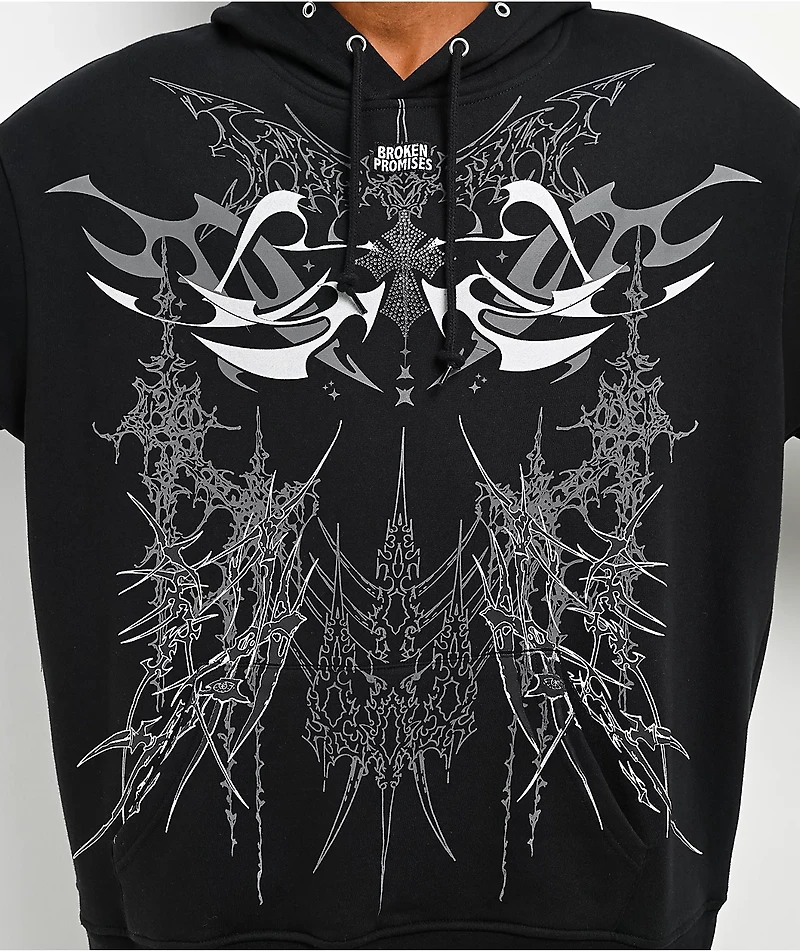 Broken Promises Cybercore Horned Black Hoodie