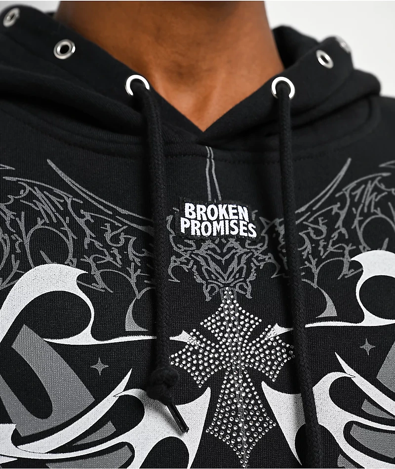Broken Promises Cybercore Horned Black Hoodie