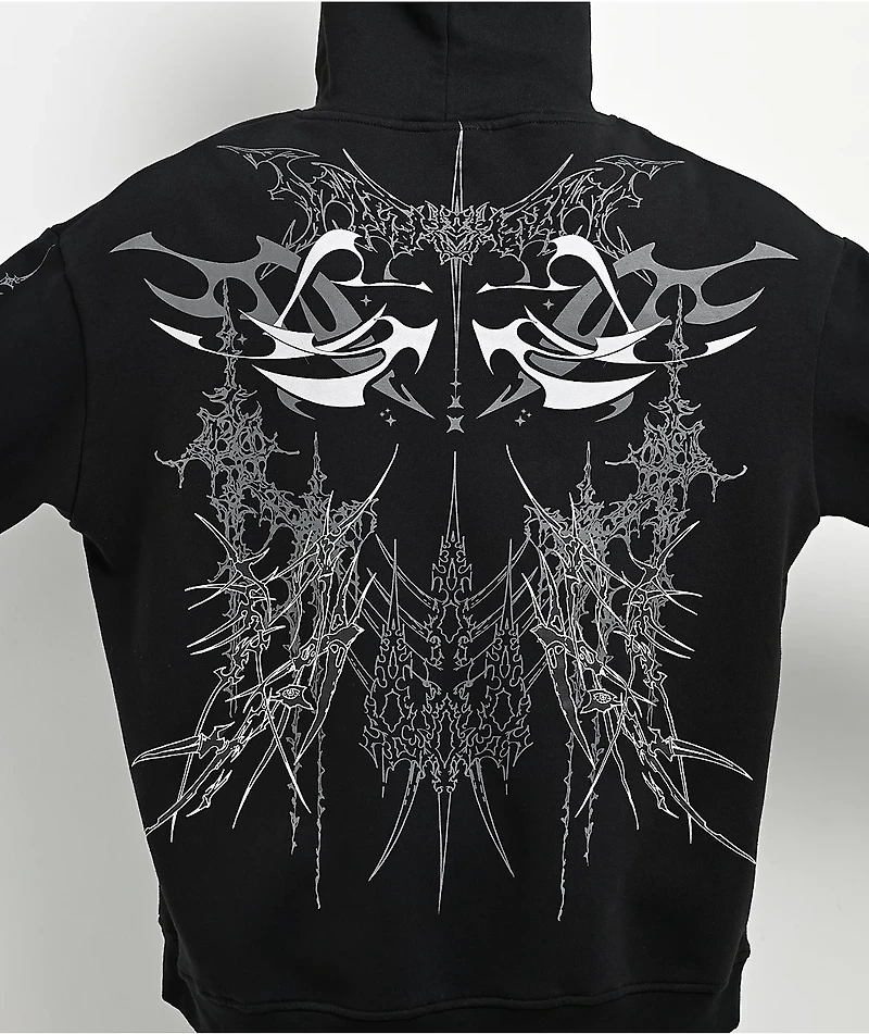 Broken Promises Cybercore Horned Black Hoodie
