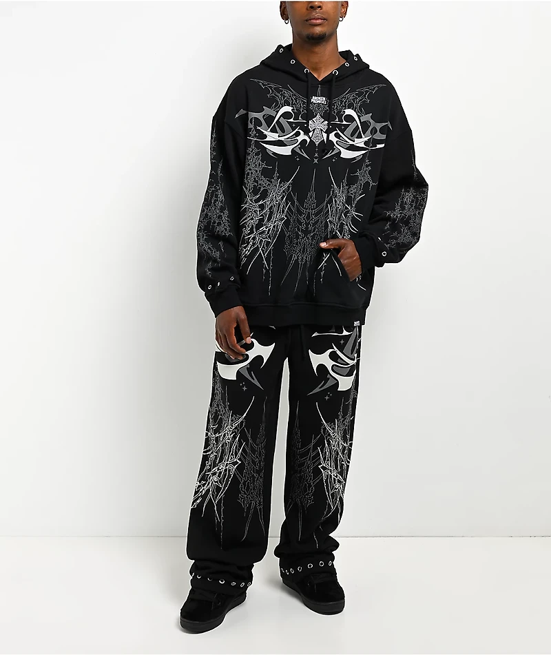 Broken Promises Cybercore Horned Black Hoodie