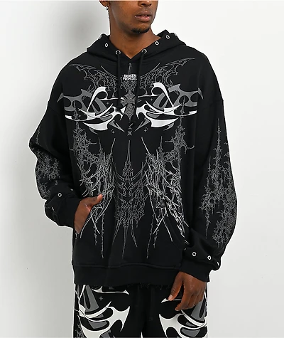 Broken Promises Cybercore Horned Black Hoodie