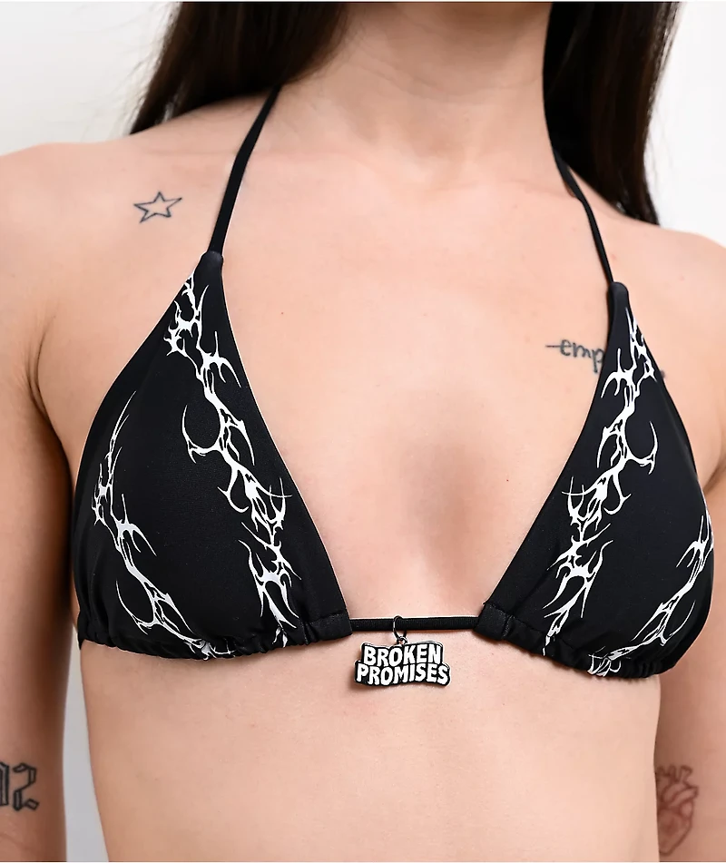 Broken Promises Cybersigilism Black Triangle Bikini Top
