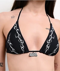 Broken Promises Cybersigilism Black Triangle Bikini Top