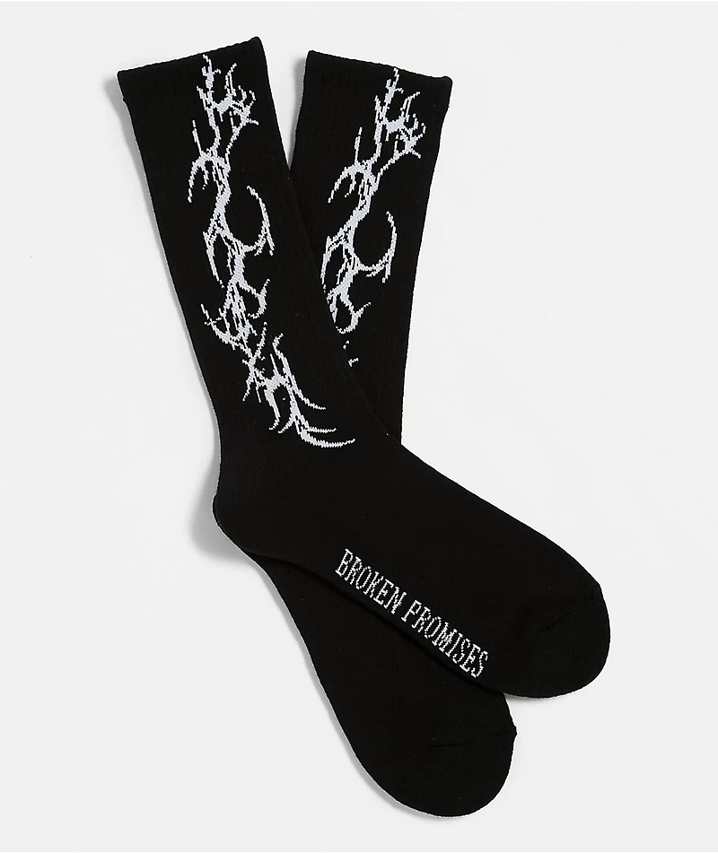Broken Promises Cyberwire Black Crew Socks